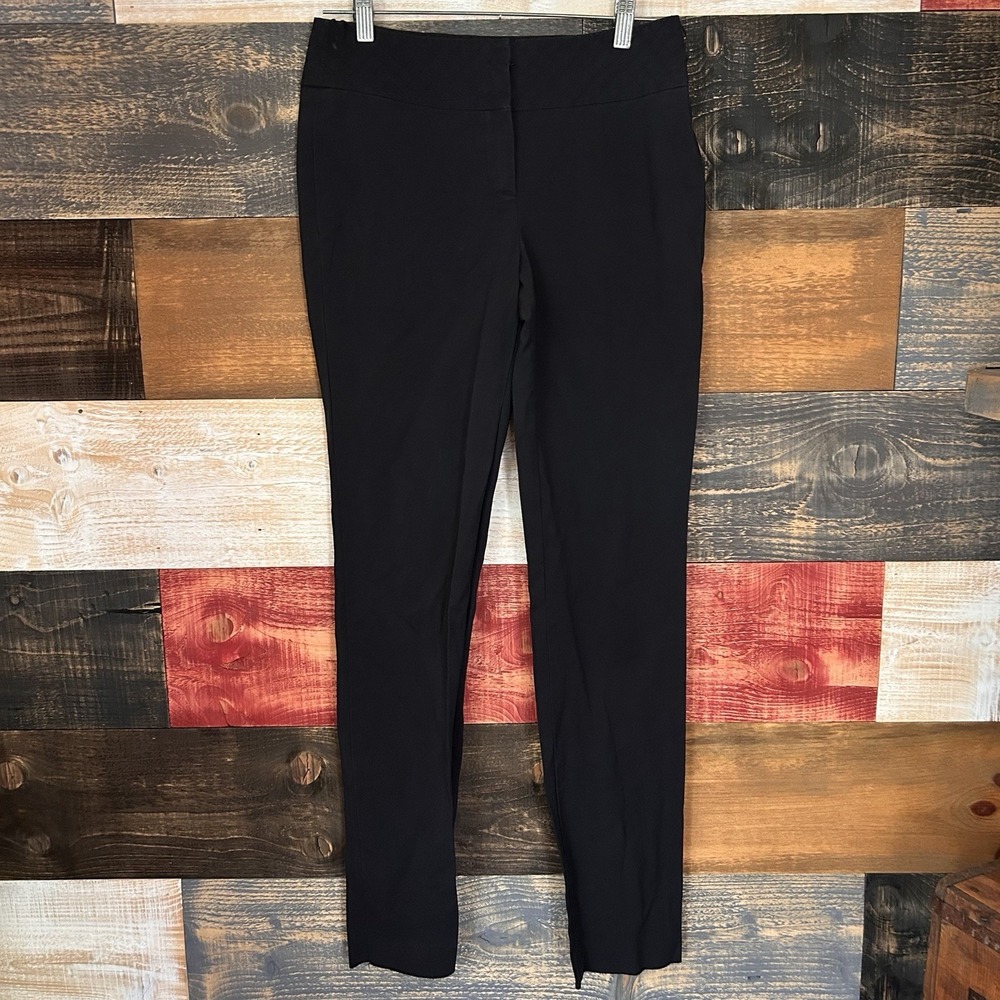 CHANEL Uniform Black Dress Pants Size 38 Straight Leg Flat Front Knit Business